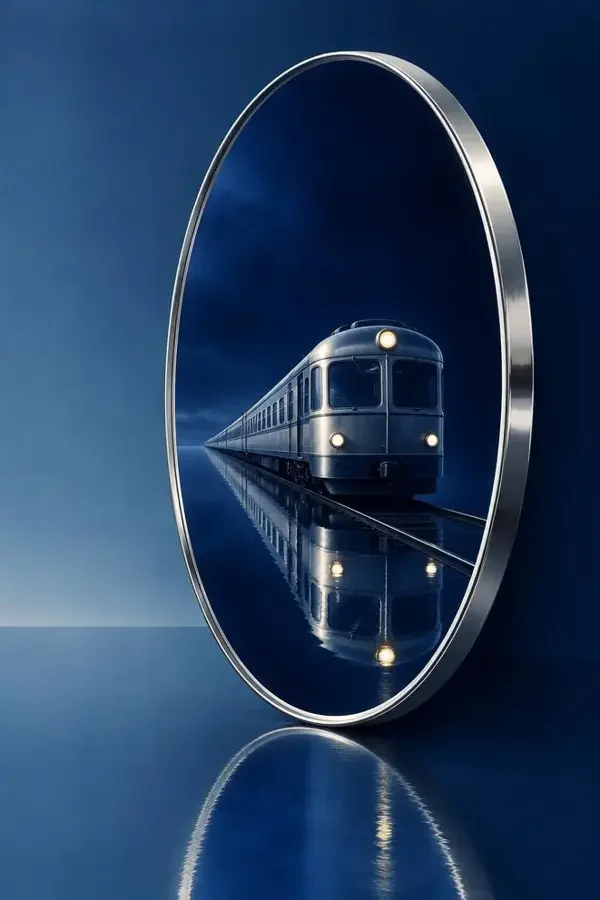 镜中列车（The Mirror Train）影片海报，2026 年欧美电影奇幻、悬疑作品